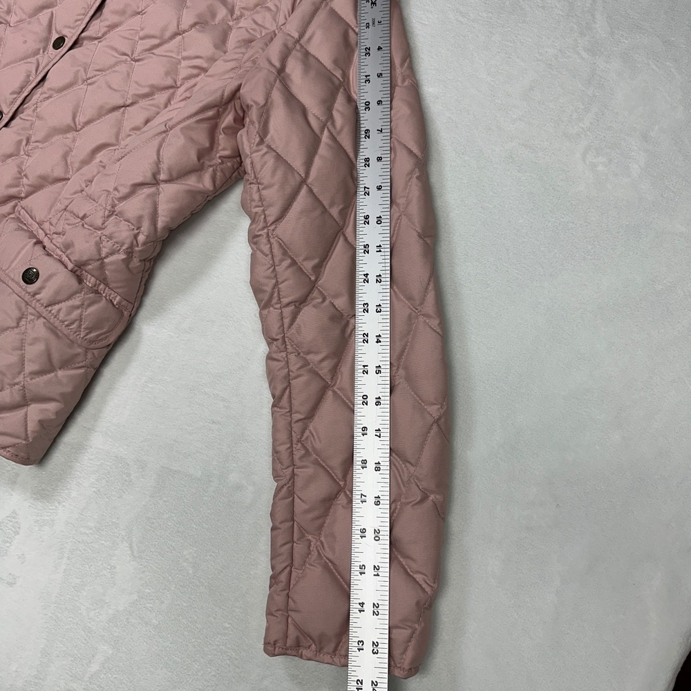 Eddie Bauer Premium Quilted Goose Down Puffer Jacket Pink Snap Flap Pockets Sz L - Picture 11 of 14